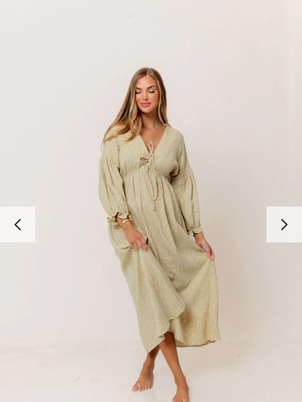 Tie-Front Midi Dress in Light Sage